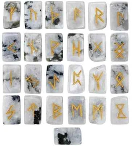Mondstein Würfel Runen Set Kristall Steine Set Holunder Reiki Heilung Edelste... - Bild 1 von 3