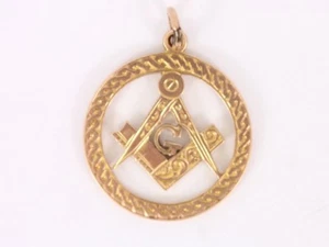 Masonic Pendant 9ct Rose Gold Gents Vintage 375 2.5g Cb38 - Picture 1 of 3