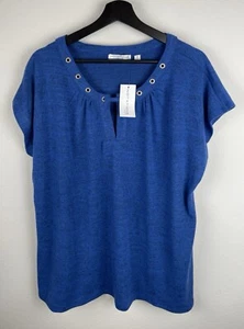 Notations Top Womens Size 2X Blue Short Cap Sleeve Embellished Career Work NWT - Picture 1 of 11