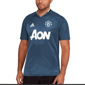 NEW Manchester United Adidas Soccer Training Jersey Tee Blue Climacool Youth XL - Picture 1 of 7
