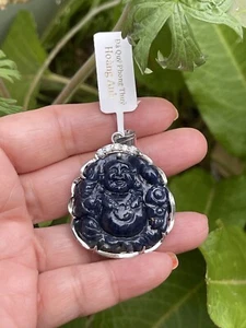 Buddha 100% Natural Sapphire Lục Yên carved by hand. Vietnam Real Pure silver - Picture 1 of 12