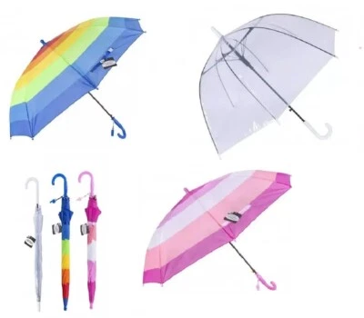 AMH Kids Colorful Dome Umbrella Boy Girls Brolly School Travel Children Outdoor Rain