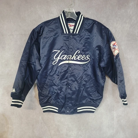 Vintage Majestic Authentic New York Yankees Satin Bomber Dug Out Jacket Youth M Cover