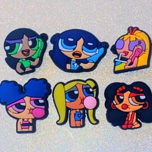 6x Charms Powerpuff Girls Meme Shoe Charms Clog Decoration Girl Pink Colorful - Picture 1 of 2