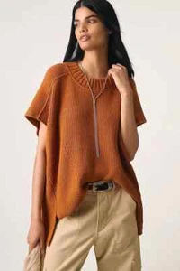 NEU ANTHROPOLOGIE Maeve Damen XL Kurzarm Oversize Pullover Zeder UVP 98 $ - Bild 1 von 12
