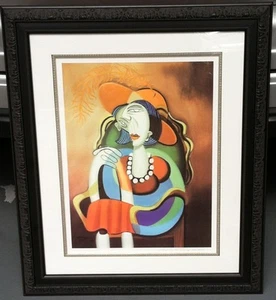Anthony Falbo ( b.1953 American) Cubism Lithograph "Lady w/ Red Hat"   - Picture 1 of 7