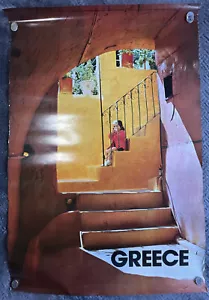 Poster viaggio Grecia originale d'epoca bambini scale architettura 1976 39 x 27 - Foto 1 di 14