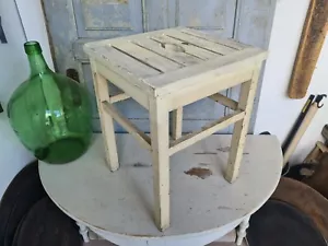 A1388 Schöner, alter Hocker ~ Bauernhocker ~ Schemel ~ Tischchen ~ Shabby Chic - Bild 1 von 11