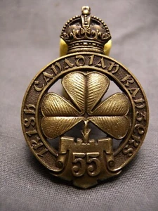 IRISH CANADIAN RANGERS WWII OFFICER CAP BADGE 1920 M.87 CANADA 55 PICKLED FINISH - Picture 1 of 8