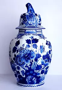 ROYAL DELFT PORCELEYNE FLES XL GINGER JAR HUGE LIDDED VASE 19.7 INCH - EXCELLENT - Picture 1 of 10