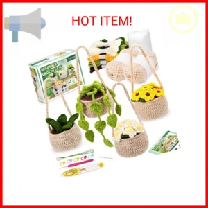 Beginner Crochet Kit for Hanging Potted Plants - Easy Tutorials - 4 PCS - Picture 1 of 2