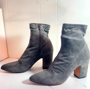 Steven by Steve Madden Lisette Stretch Sock Bootie US 8.5M Grey Block Heel - Picture 1 of 10