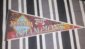 1996 Chicago Bulls Framed 4 Fame NBA World Champions Pennant Wincraft 30" x 12" - Picture 1 of 6