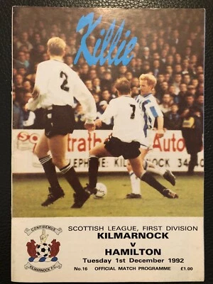 1.12.1992. Kilmarnock v Hamilton, (Scottish Division 1). - Image 1 of 2