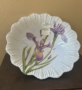 Shabby Chic Melamine Serving Bowl New Purple Lillies - Picture 1 of 5