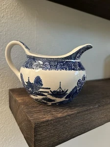 Vintage Unmarked Blue Willow Gravy Boat Cream Pitcher - Picture 1 of 8