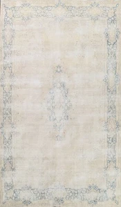 Muted Distressed Traditional Rug 10x13 Vintage Handmade Wool for Living Room - Picture 1 of 19