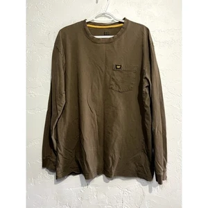 Caterpillar mens brown long sleeve shirt large grunge workwear utility basic - Picture 1 of 4