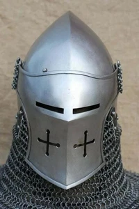 Custom SCA HMB 14 Gauge Stahl Mittelalter Kampf Bascinet Griffon Helm & Aventail - Bild 1 von 6