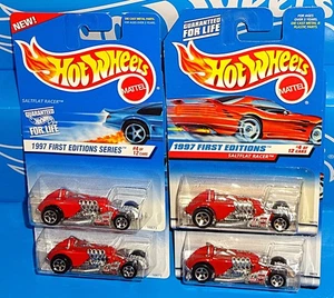 Hot Wheels Lot of 4 1997 First Editions Saltflat Racer w Board & Base Variations - Picture 1 of 6