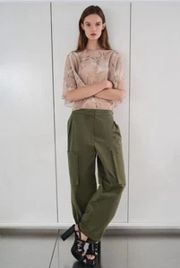 Zara Cargo Hose Oversized Military Grün Taschen Größe 10 Street Wear - Bild 1 von 14