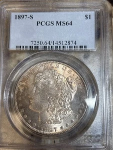 1897 S Morgan Silver Dollar PCGS MS-64 - Picture 1 of 2