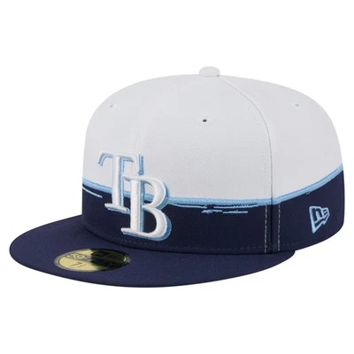 Men's New Era  Navy/White Tampa Bay Rays Paint Stroke 59FIFTY-Fitted Hat - Image 1 of 4