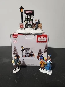 Soporte de noticias pueblo de Navidad con poste de lámpara iluminado - Imagen 1 de 4