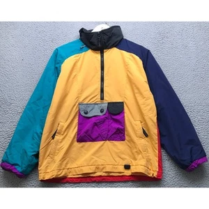 Vintage 80s 90s Obermever 1/2 Zip Nylon Windbreaker Jacket Boys Youth L Yellow - Picture 1 of 12