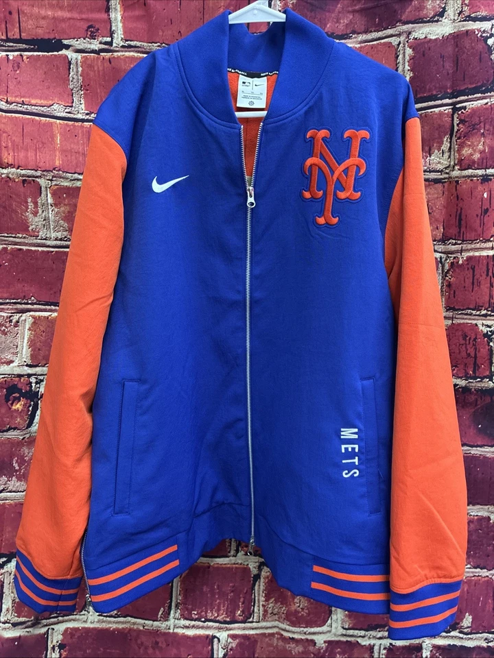 Jaqueta Nike Authentic Collection New York Mets Dugout – Azul/Laranja – Tamanho XL - Imagem 1 de 4