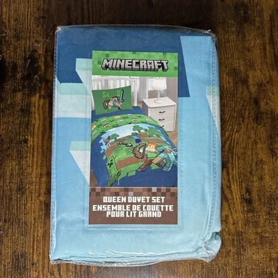 Комплект постельного белья Minecraft — двуспальное одеяло из 3 предметов и две наволочки - Изображение 1 из 3