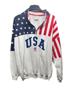 Vintage ESY Sport Wear USA Flag Women's Sweatshirt Large Patriotic Merica - Picture 1 of 5