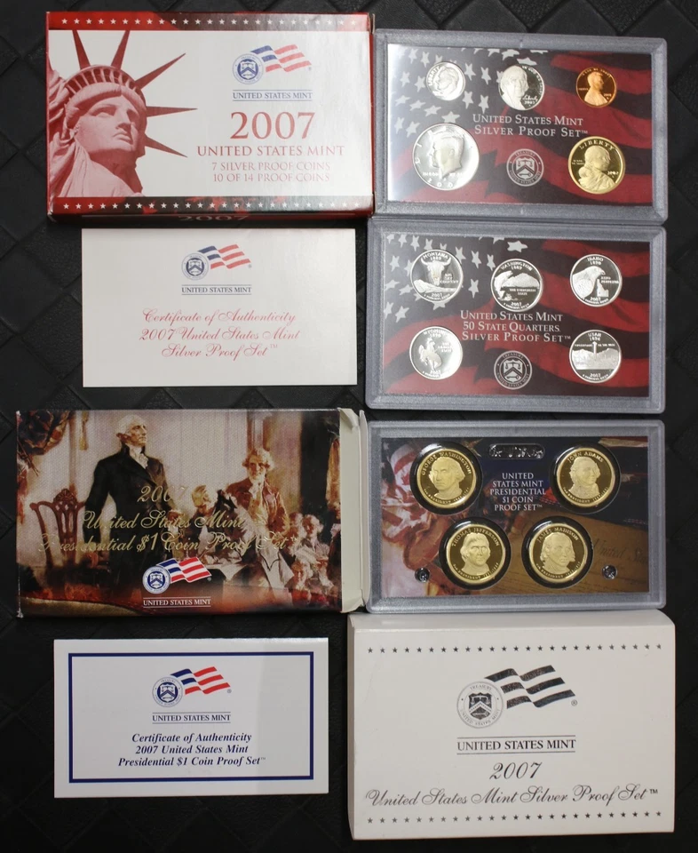 2007-S US Mint Silver Proof Set 14 Coins Complete In OGP W/COA  - Image 1 of 1