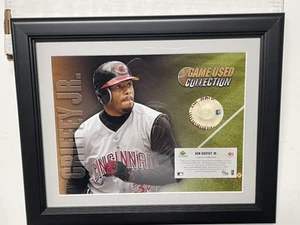 Griffey Jr UD Game Used 8/50 Baseball Framed Photo 40% Off Tees & Hats-Read! - Picture 1 of 7