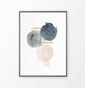 Watercolor Abstract Neutral Color Minimalist Wall Art Print. Great Home Decor - Picture 1 of 7