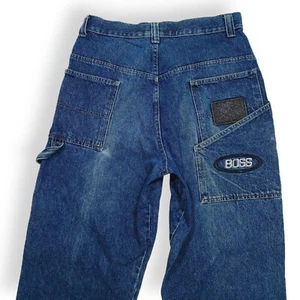 Pantalones de mezclilla Boss vintage carpintero para hombre 33x32 holgados patinador años 90 Y2K grunge hip hop azul - Imagen 1 de 16
