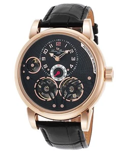 Lucien Piccard 15071-Rg-01 Cosmos Automatic Black Genuine Leather Watch ,New - Picture 1 of 1