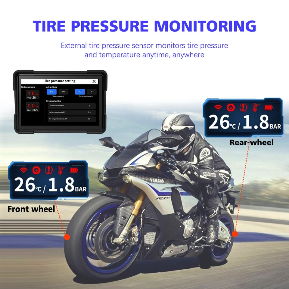 Motorcycle Navigator Buildin Carplay&Android Auto WaterProof 5Inch Linux System  - Image 1 of 4