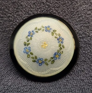 Antique Silver 925S White Guilloche Gilt 4 leaf Clover & Flowers Brooch marked - Picture 1 of 9