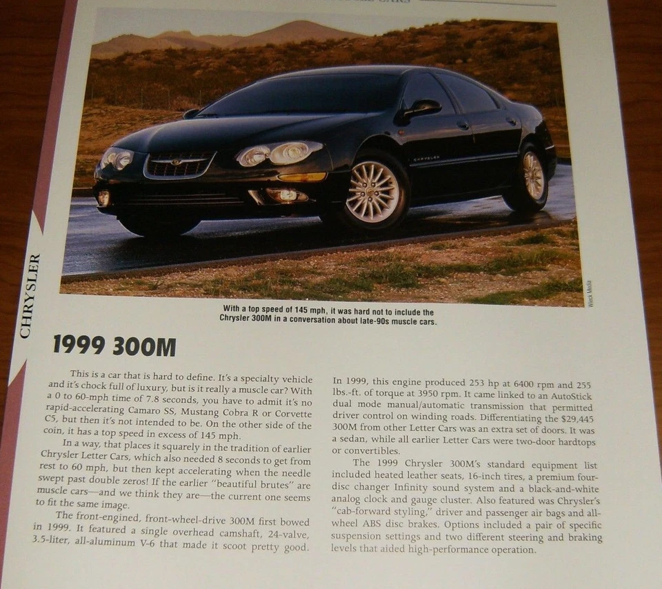 1999 CHRYSLER 300M SPECS INFO PHOTO 00 99 300 M MOPAR★★ - Image 1 of 1