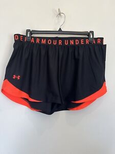 Under Armour Play Up 3.0 Loose Fit Shorts Black / Bright Orange Heat Gear Sz 2XL