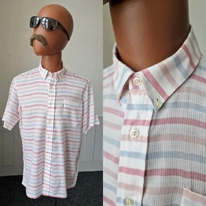 Vintage Jean Claude Jerequal Shirt -Large- Pastel Stripe Lightweight BE96 - Picture 1 of 10