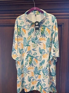 Camisa de golf Brisira para hombre nueva con etiquetas tecnología absorbente de humedad talla 3XL tropical blanca - Imagen 1 de 9