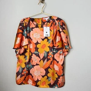 NUEVO CON ETIQUETAS Boho DR2 by Daniel Rain Top Manga Volantes Estampado Floral Grande - Imagen 1 de 9