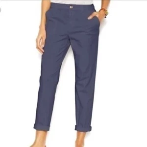 MAISON JULES Womens Cuffed At Ankle Casual Pants Blue Indigo Size 6 NWT - Picture 1 of 11
