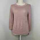 Tahari 100% Linen Knit Sweater Pink 3/4 Sleeve Women's Size Small Barbiecore