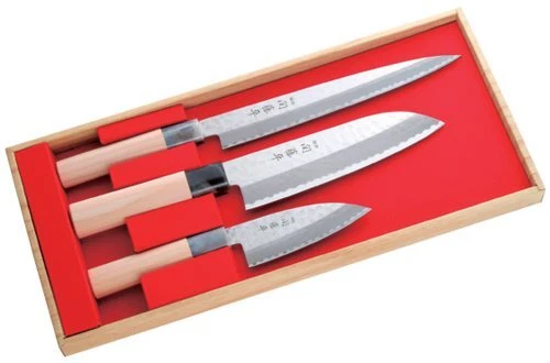 Yaxell SEKI TOBEI 30057 Kitchen Knife 3 Pair Set Sashimi Santoku Small Deba Fish - Image 1 of 4