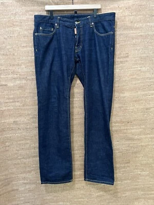 Jeans DSquared2 Para Hombres 40x34 Pierna Recta Botón Mosca Denim Azul Oscuro Hechos en Italia Foto 1 de 4