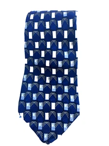 Pfeil Seidenkrawatte extra lang geometrisch blau grau Nicktie Kirche Arbeit Datum 4" BREIT - Bild 1 von 7