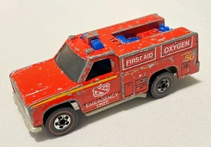 1974 Mattel Hot Wheels Redline Red Emergency Unit First Aid Oxygen Hong Kong - Picture 1 of 12